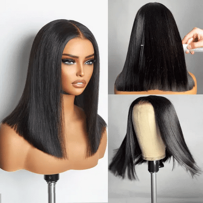 Wigspire Hair Glueless Synthetic Bob Wig for Beginners Natural Looking Yaki Straight