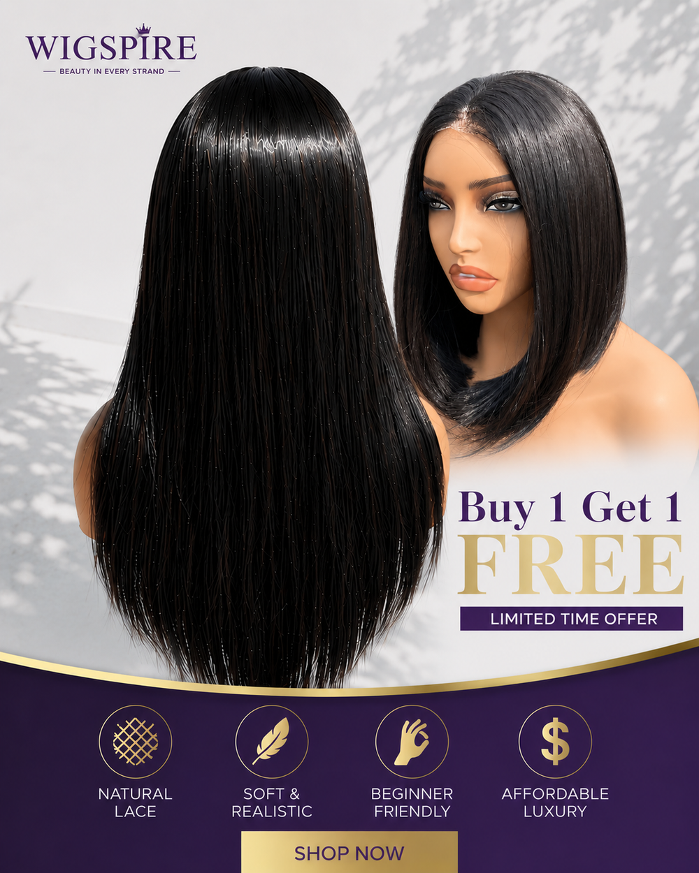Graduation Season Sale 💐 Buy 1 Get 1 Free | Wigspire 13x4 Lace Bob 12" + 22" Long Lace Wig (2 PCS)
